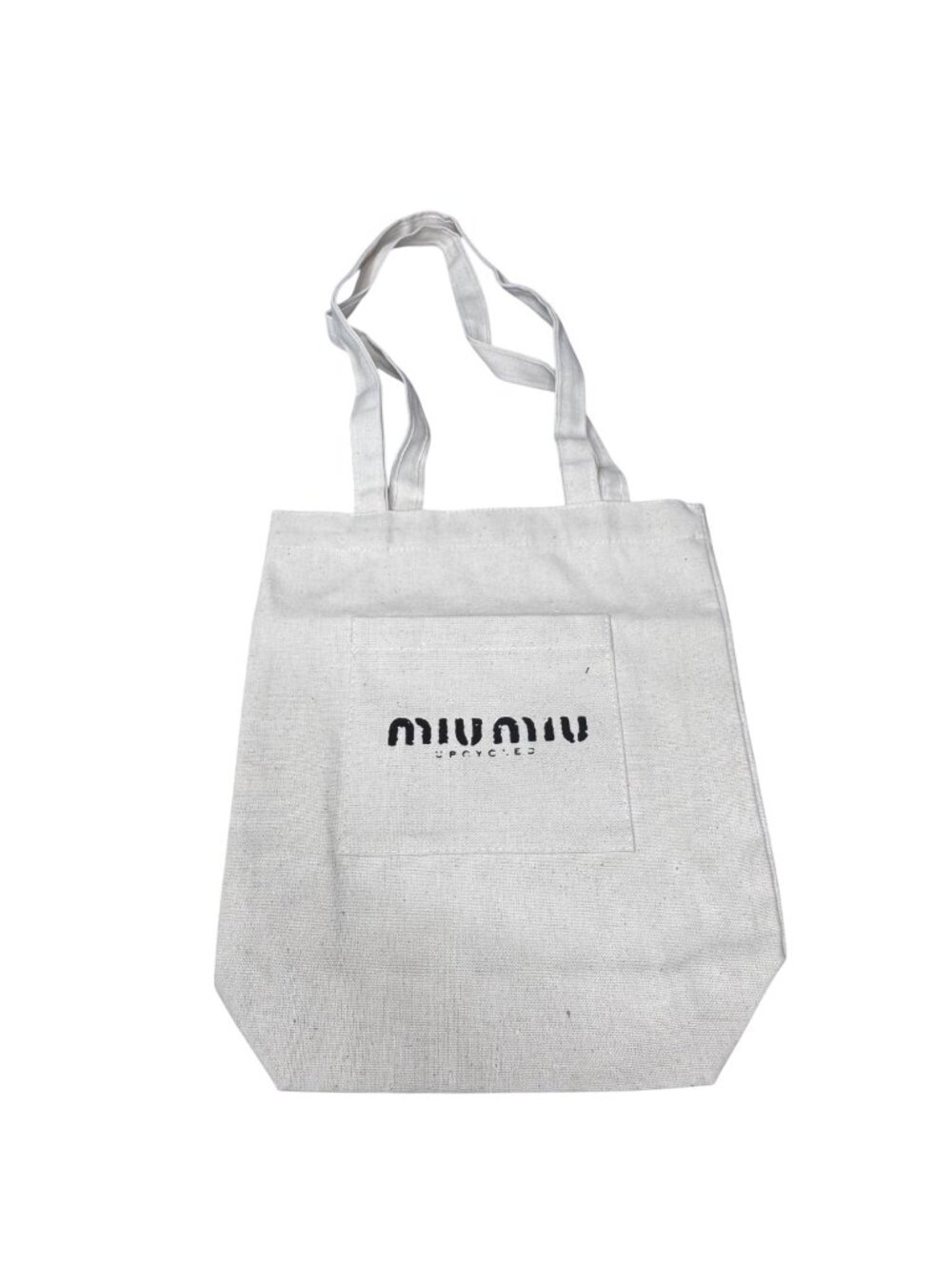 Miu Miu Upcycled Canvas Tote Shopping Bag Limited Edition Front Pocket Gift